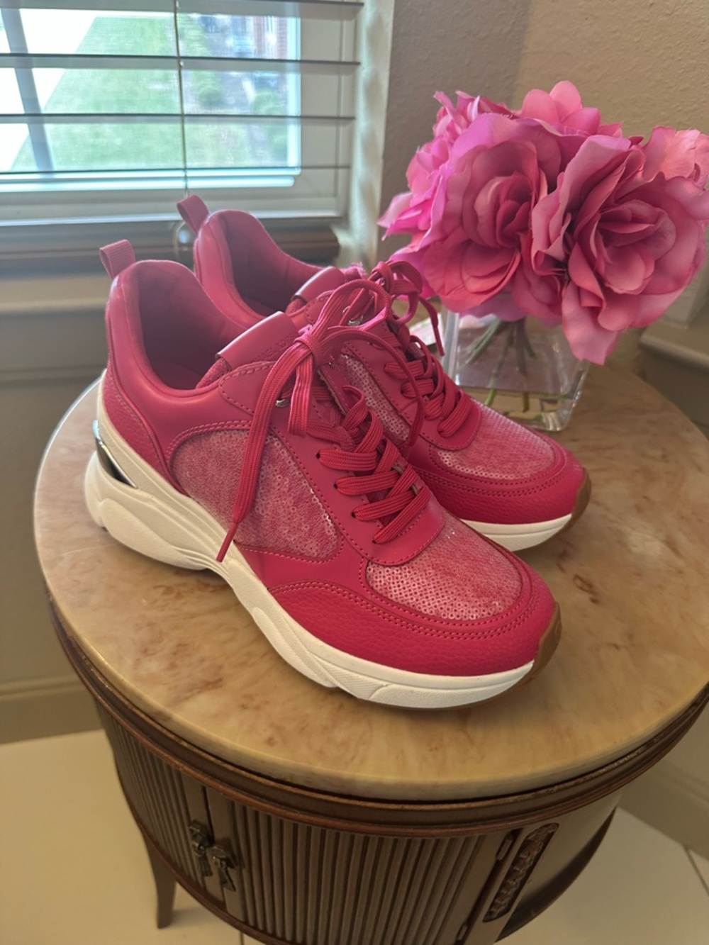 Michael Kors Bright Pink Chunky Platform Sneakers